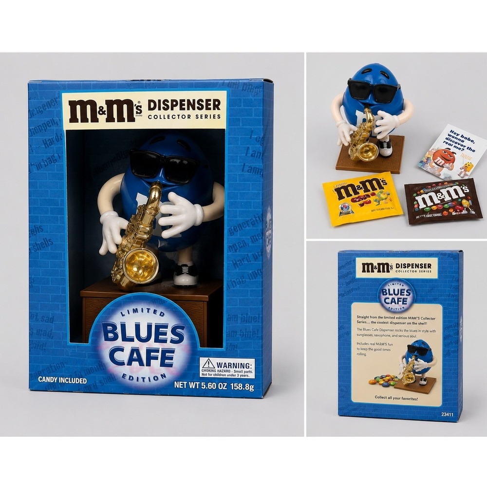 Rare‎ Vintage M&M's Blues Cafe Limited Edition Blue Saxophone Candy Dispenser